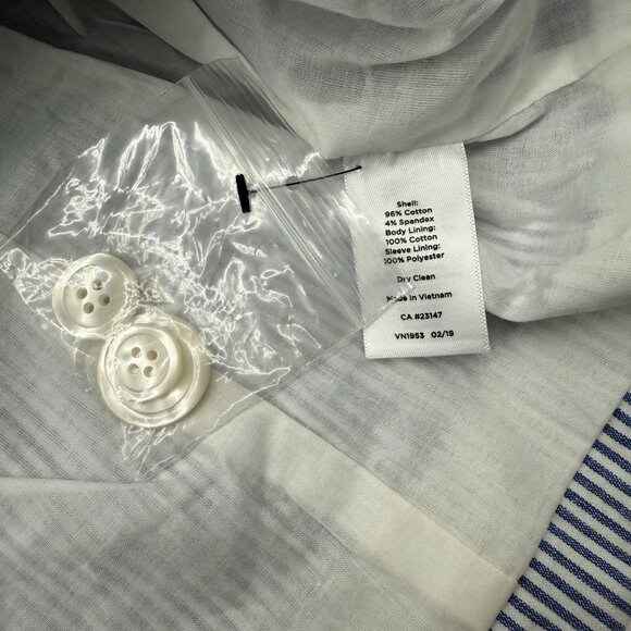 NWT Talbots Women’s 2 Blue White Seersucker Cotton Blazer Lined 1-Button Jacket - Picture 6 of 9